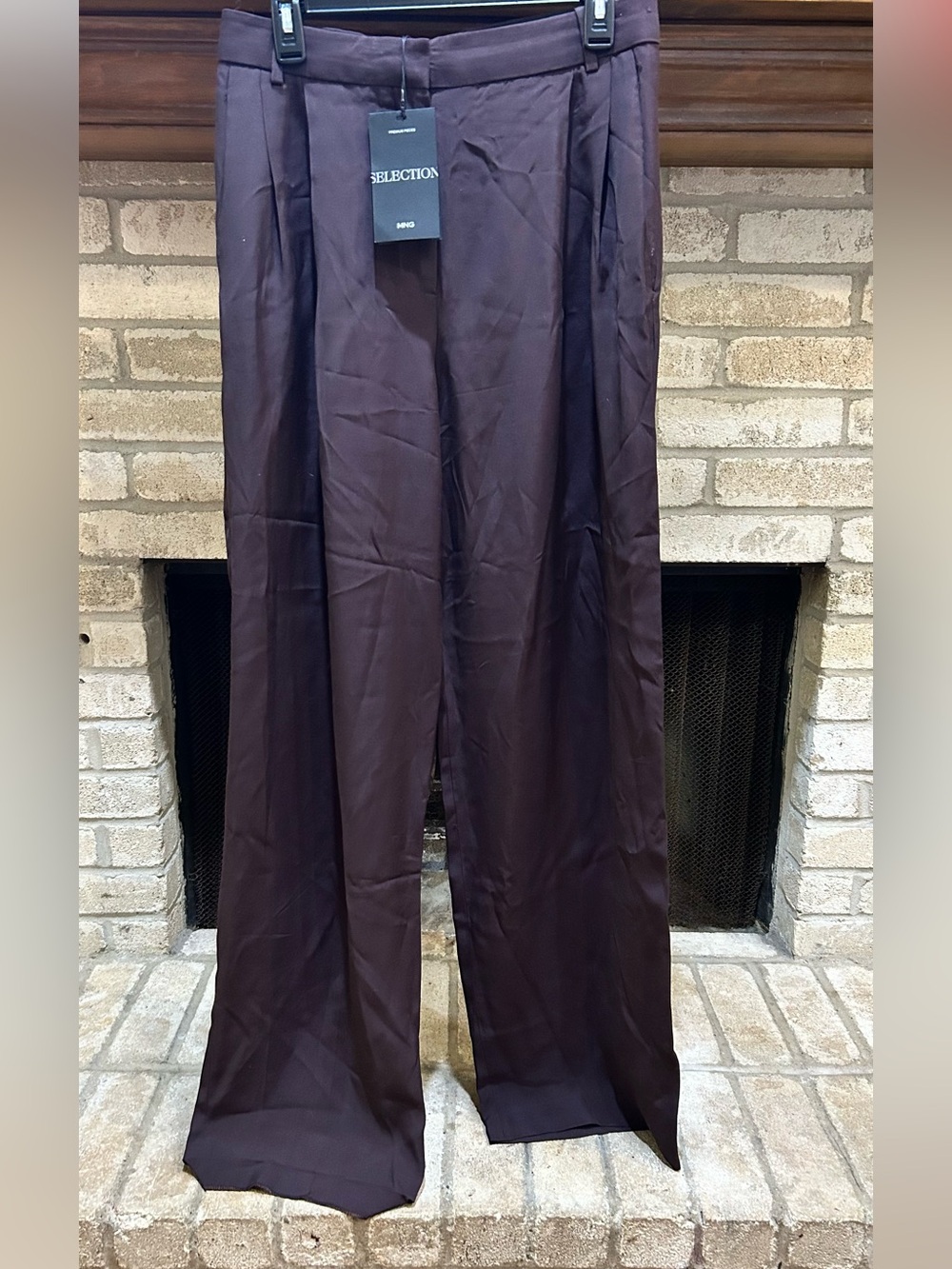MNG Wide-Leg Trousers in Deep PlumEUC